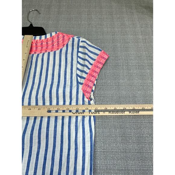 Boden Dress Womens 4 Long Nautical Embroidered Lace Coastal Carefree Beach Linen - Picture 7 of 9